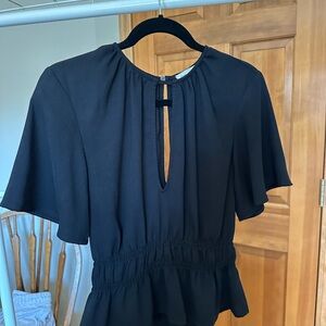 Chic Black Keyhole Blouse